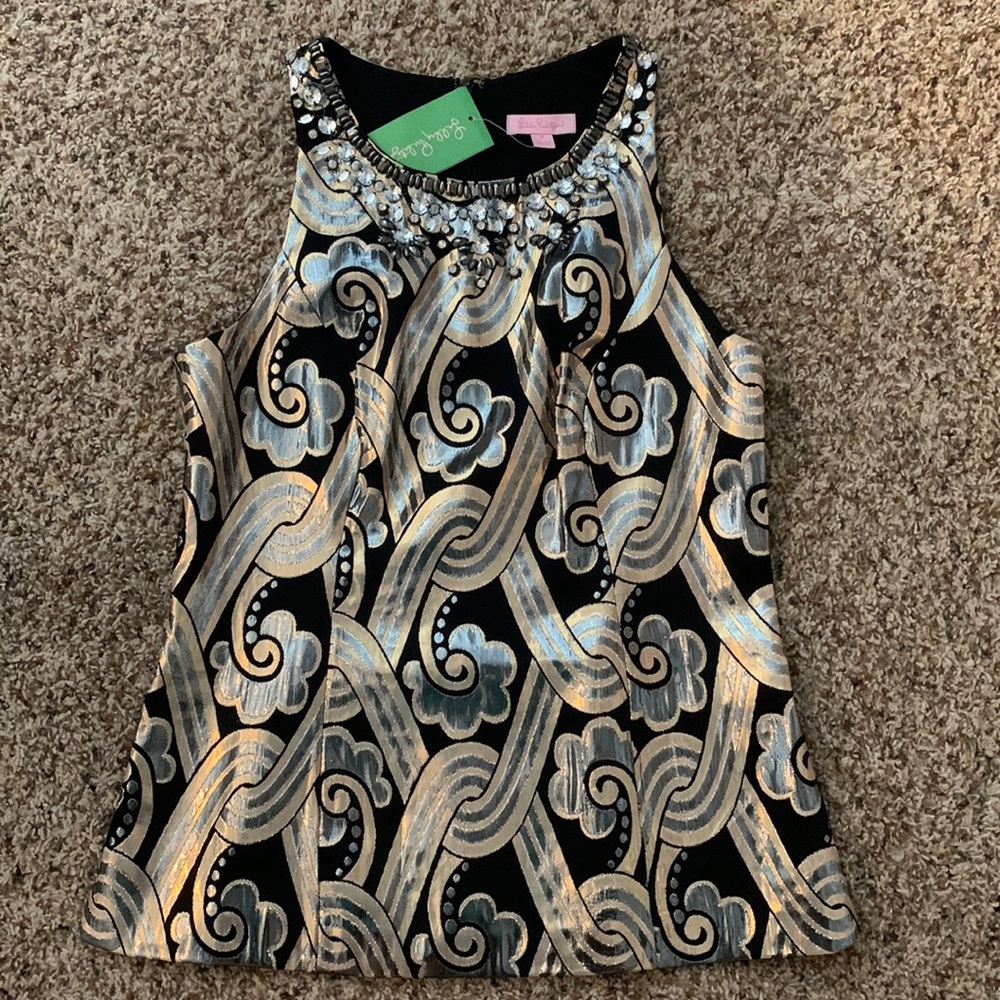 NWT Lilly Pulitzer - Embellished Tropic Top Metallic Brocade - Size 6